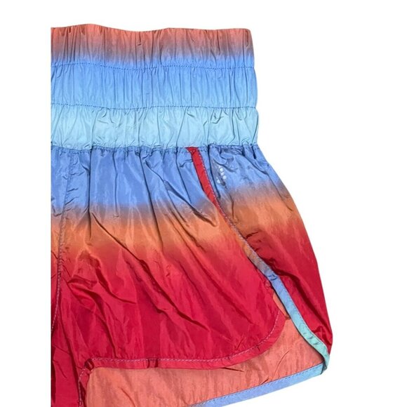 Free People Movement The Way Home Shorts Red Blue Ombre Smocked Brief Size XS - Picture 5 of 16